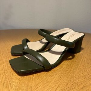 SCHUTZ Olive Green Block Heel Sandals
